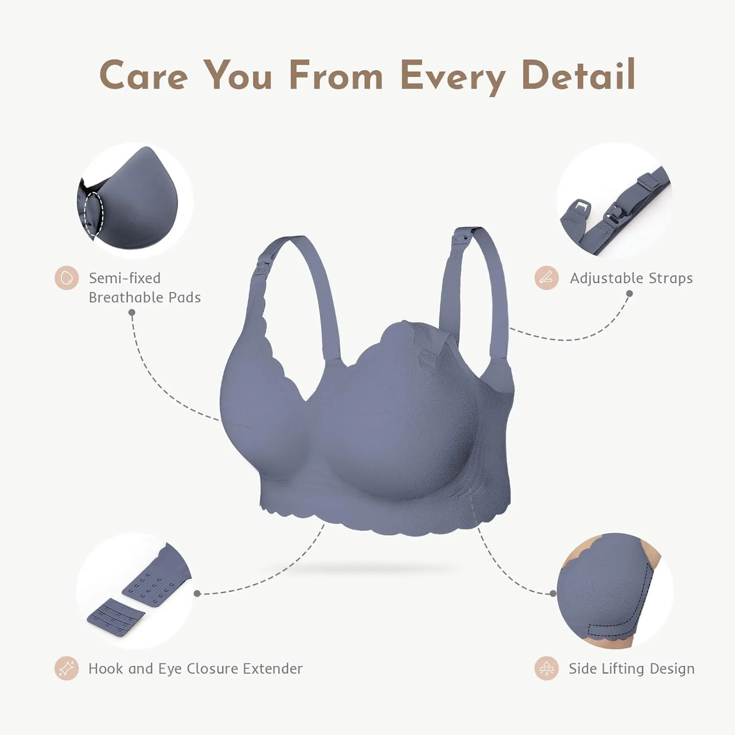 Nursing Bras for Breastfeeding, Seamless Ultra Comfort Maternity Bra, Natural Shape Pregnancy Bras for Women