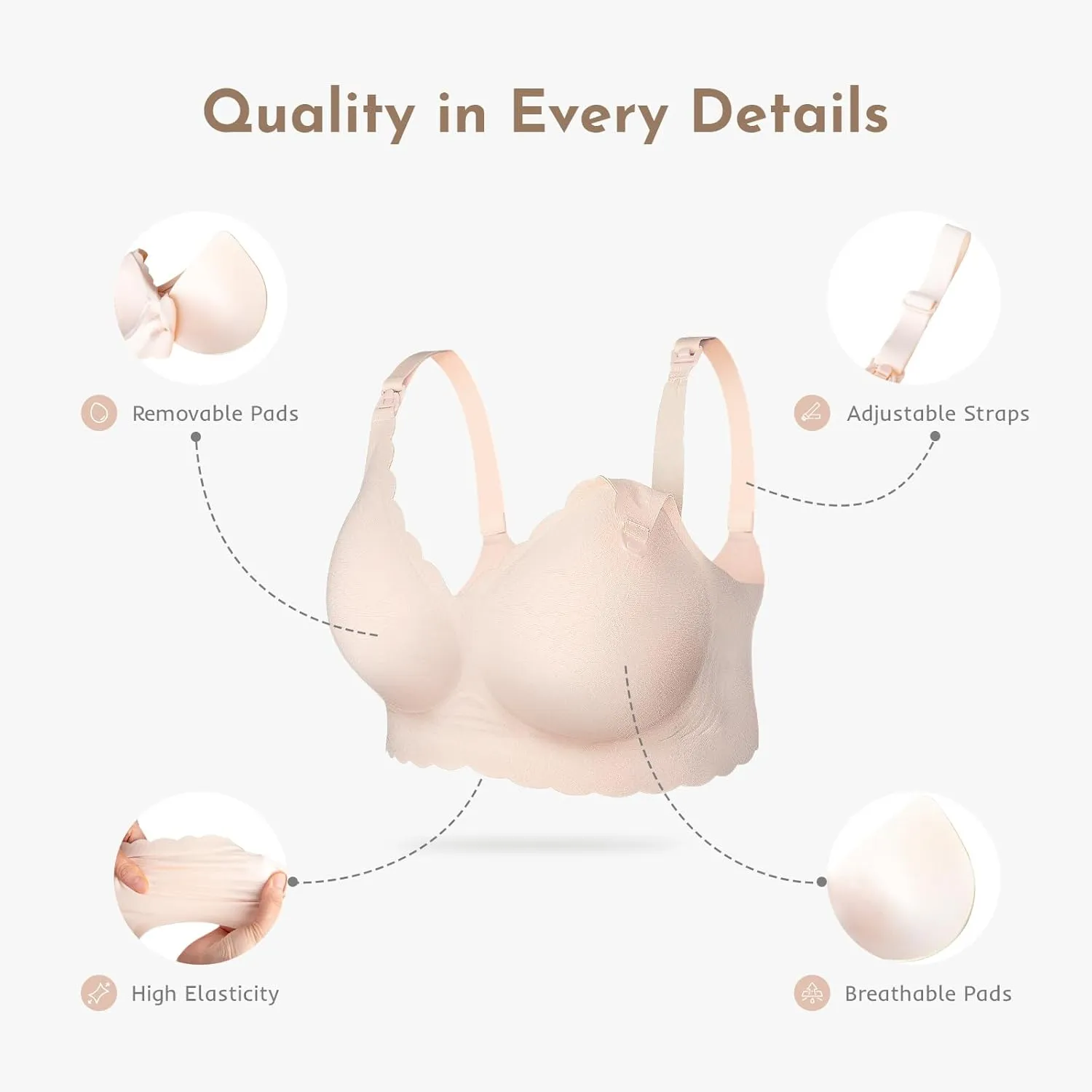 Nursing Bras for Breastfeeding, Seamless Ultra Comfort Maternity Bra, Natural Shape Pregnancy Bras for Women