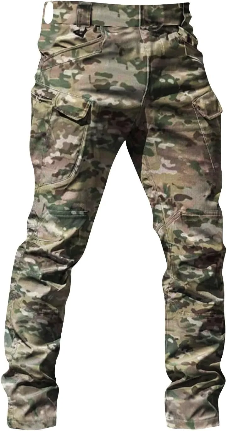 OIOLOYJM Cargo Pants for Men Relaxed Fit Work Hiking Waterproof Pants Stretch Tactical Pants Lightweight Outdoor Travel Pants