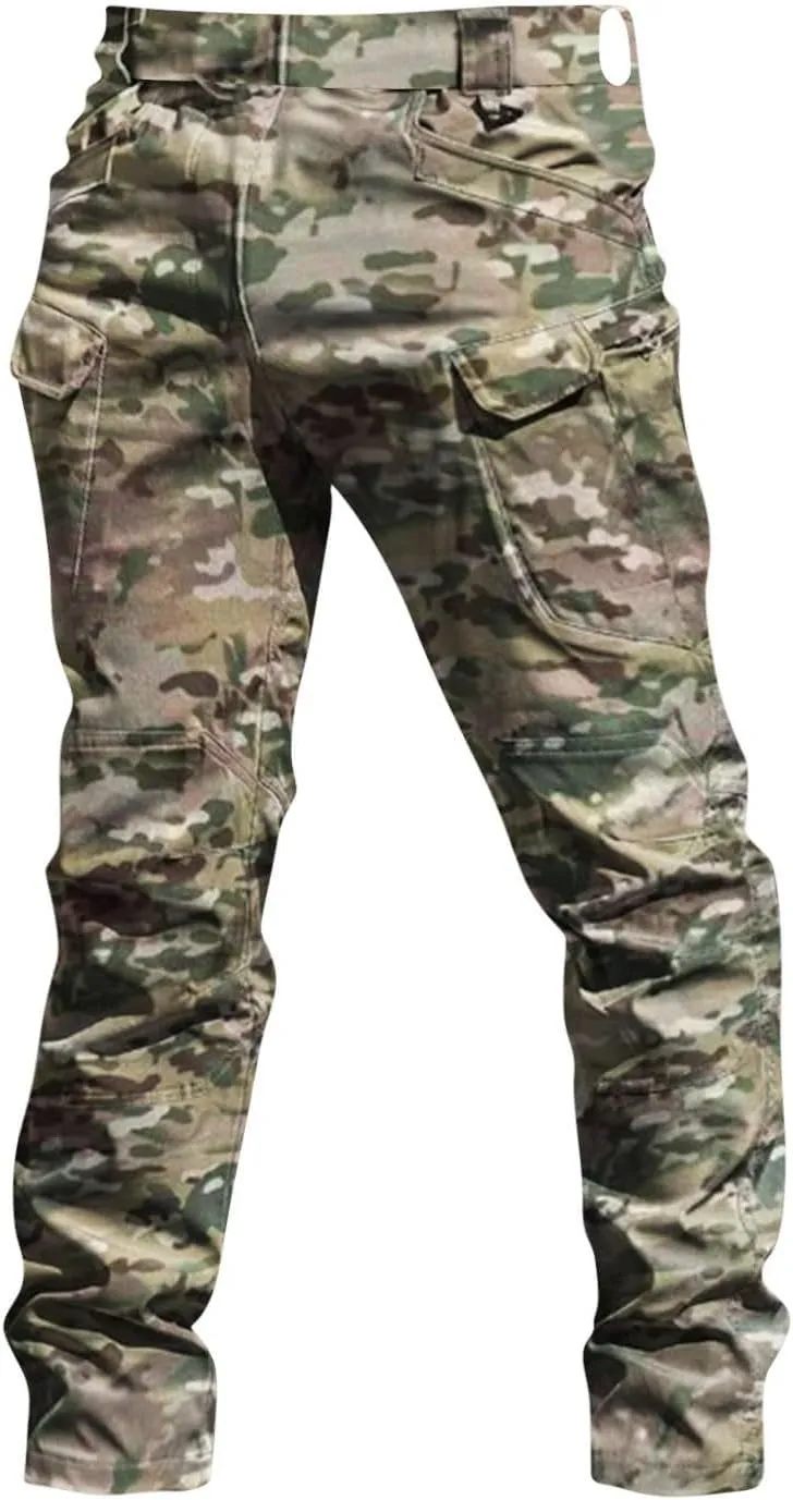 OIOLOYJM Cargo Pants for Men Relaxed Fit Work Hiking Waterproof Pants Stretch Tactical Pants Lightweight Outdoor Travel Pants