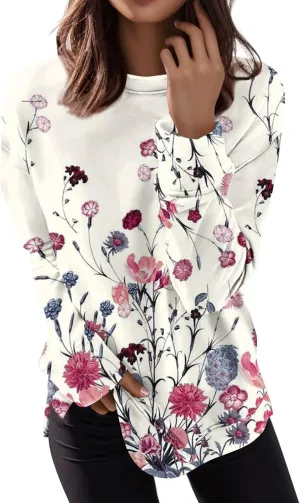 Oversized Sweatshirt For Women Crewneck Long Sleeve Top Fall Sides Splits Casual Pullover