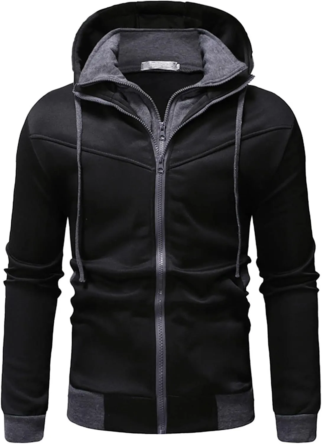 Oversized Zip Up Hoodie Heated Hoodie Fake Two-Piece Sports Sweatshirt Long Sleeve Zipper Hooded Jacket Coats