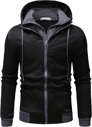 Oversized Zip Up Hoodie Heated Hoodie Fake Two-Piece Sports Sweatshirt Long Sleeve Zipper Hooded Jacket Coats