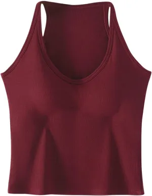 Padded Tank Tops for Women Built in Bras Going Out Seamless Underwear Yoga Mosture Wicking Fit Camisole 2025 Trendy