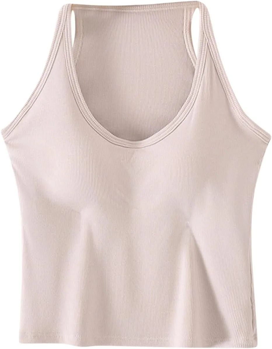 Padded Tank Tops for Women Built in Bras Going Out Seamless Underwear Yoga Mosture Wicking Fit Camisole 2025 Trendy