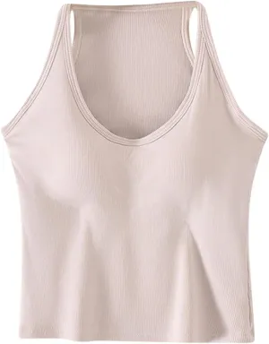 Padded Tank Tops for Women Built in Bras Going Out Seamless Underwear Yoga Mosture Wicking Fit Camisole 2025 Trendy