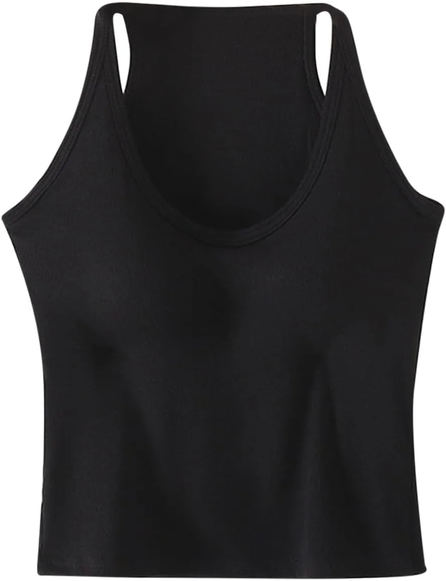 Padded Tank Tops for Women Built in Bras Going Out Seamless Underwear Yoga Mosture Wicking Fit Camisole 2025 Trendy