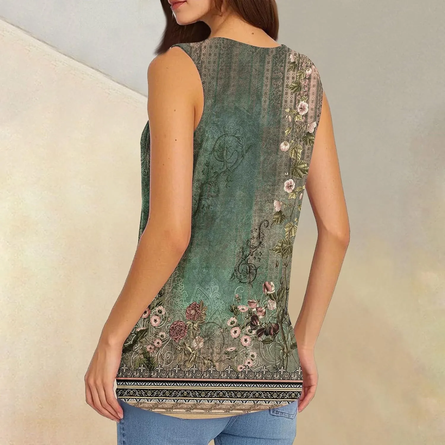 Palaver Tank Tops for Women Summer V Neck T Shirts Trendy Sleeveless Basic Tees Loose Fit 2025 Tunic
