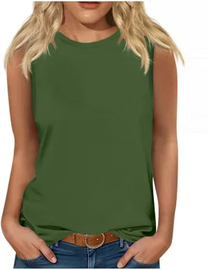 Palaver Womens Tank Tops 2025 Summer Dressy Casual Blouses Sleeveless Flowy Crewneck Basic Trendy Tunic