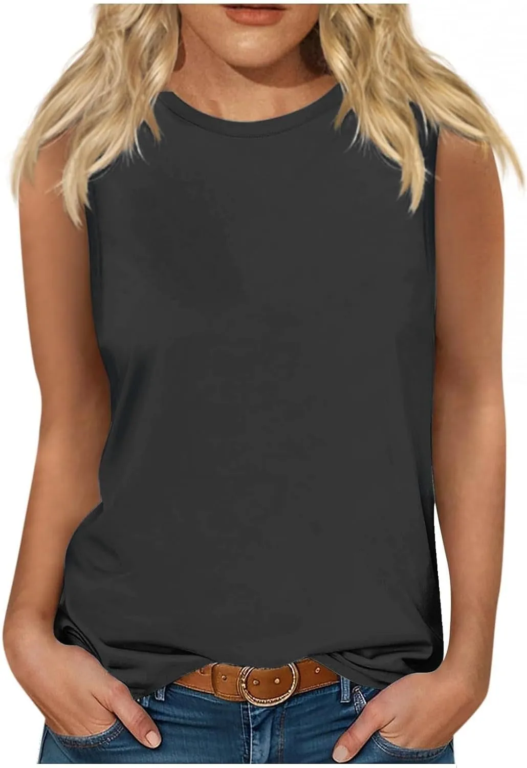 Palaver Womens Tank Tops 2025 Summer Dressy Casual Blouses Sleeveless Flowy Crewneck Basic Trendy Tunic