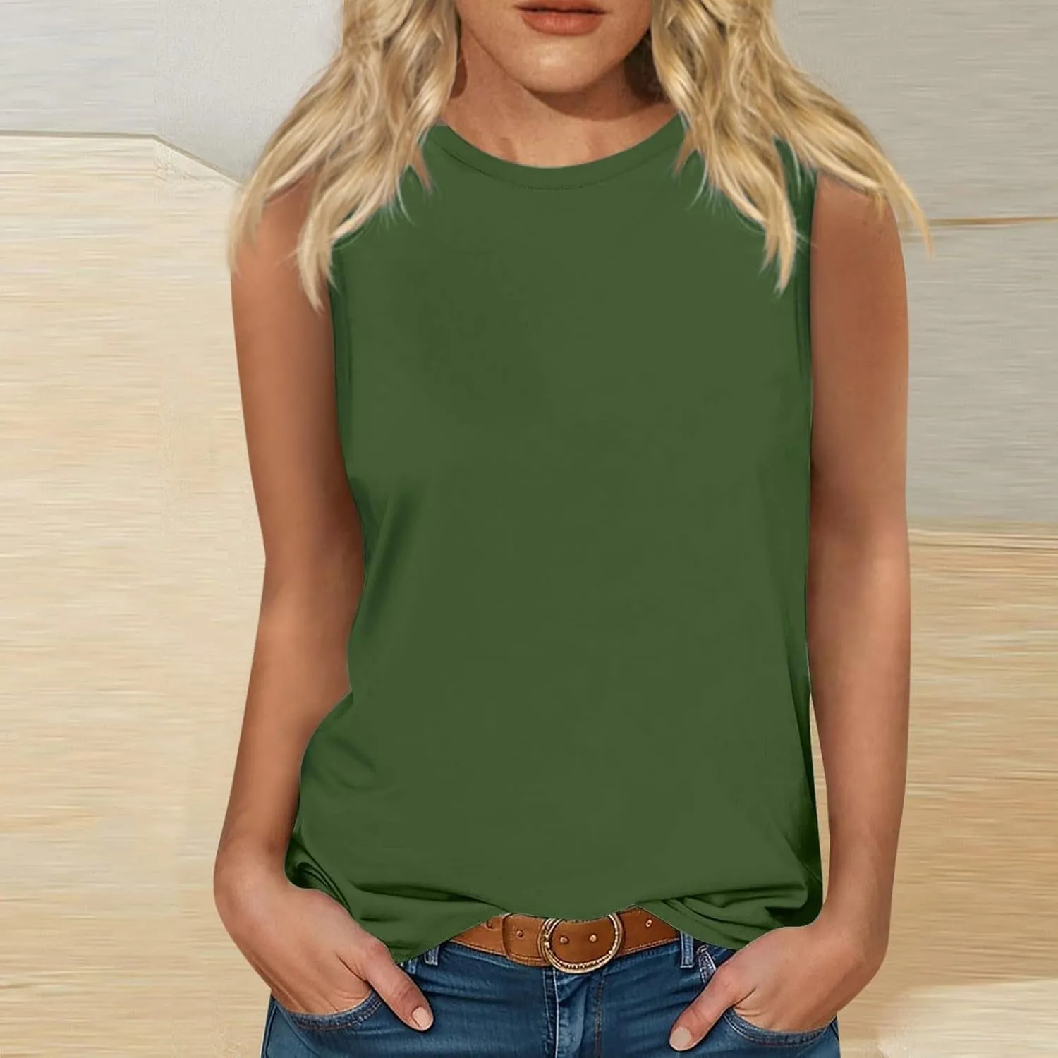 Palaver Womens Tank Tops 2025 Summer Dressy Casual Blouses Sleeveless Flowy Crewneck Basic Trendy Tunic