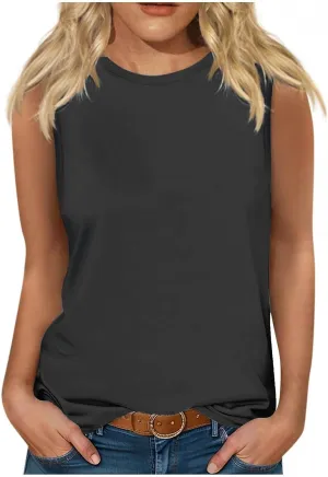 Palaver Womens Tank Tops 2025 Summer Dressy Casual Blouses Sleeveless Flowy Crewneck Basic Trendy Tunic