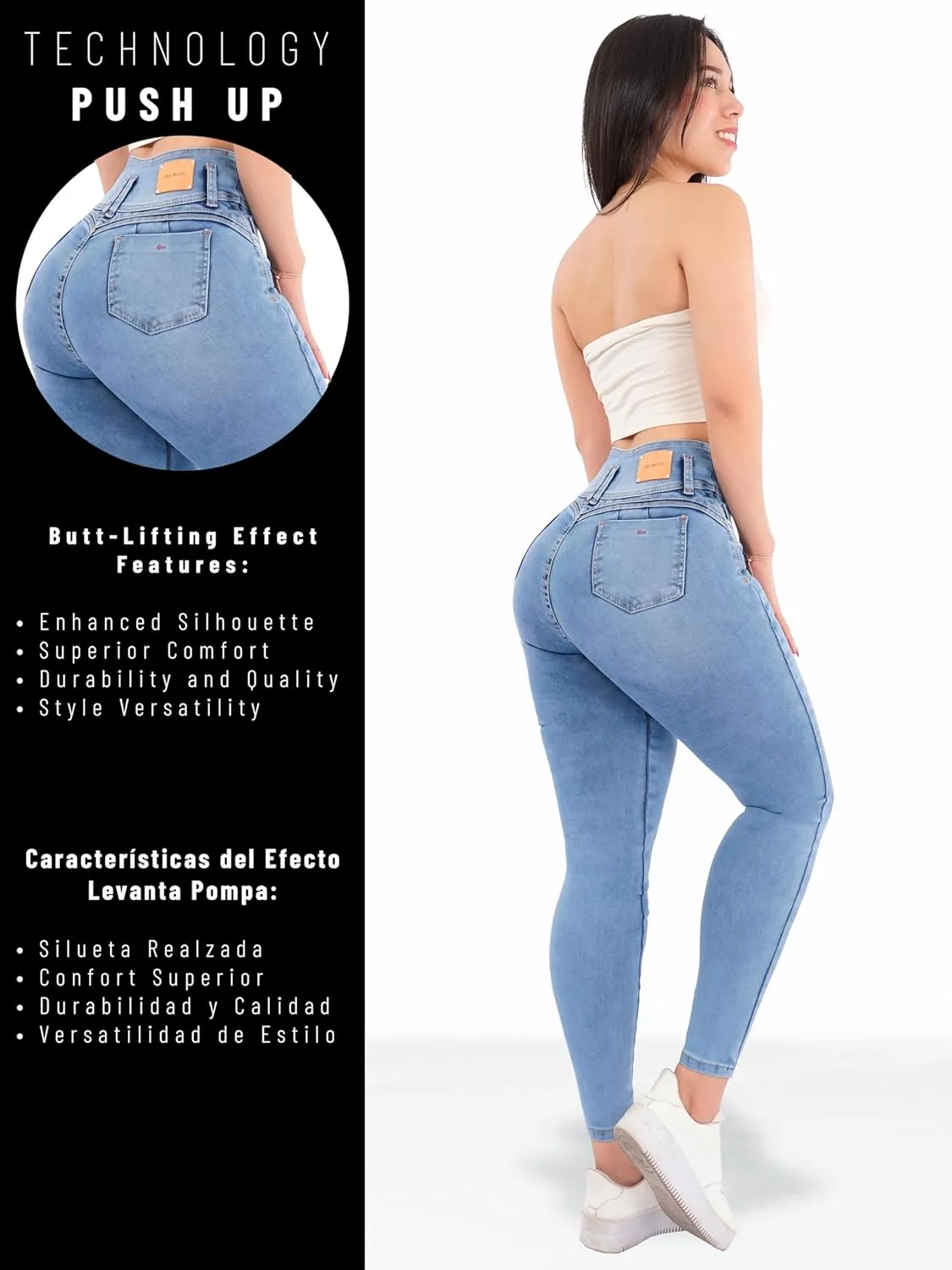 Pantalones Colombianos Levanta cola Butt Lifting Jeans High Waisted Jeans for Women Colombian Jeans