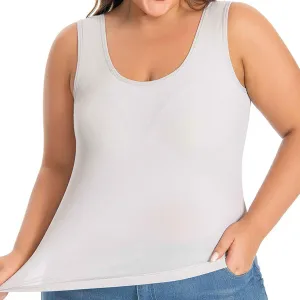 Plus Size Tank Tops for Women Built in Bra Regular Fit Stretch Breathable Camisole Tank Tops Seamless Underwear 2025