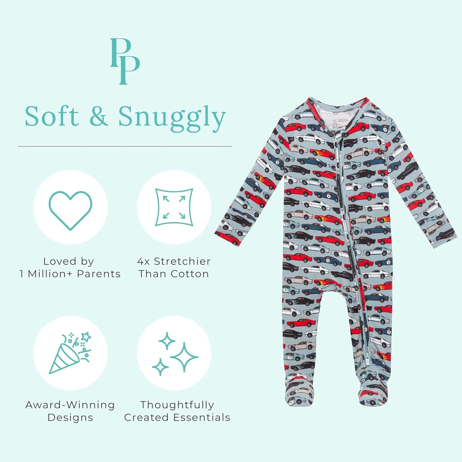 Posh Peanut Baby Boy Footie Pajamas - Soft Viscose Made from Bamboo 2 Way Zipper Sleepers & Onesies