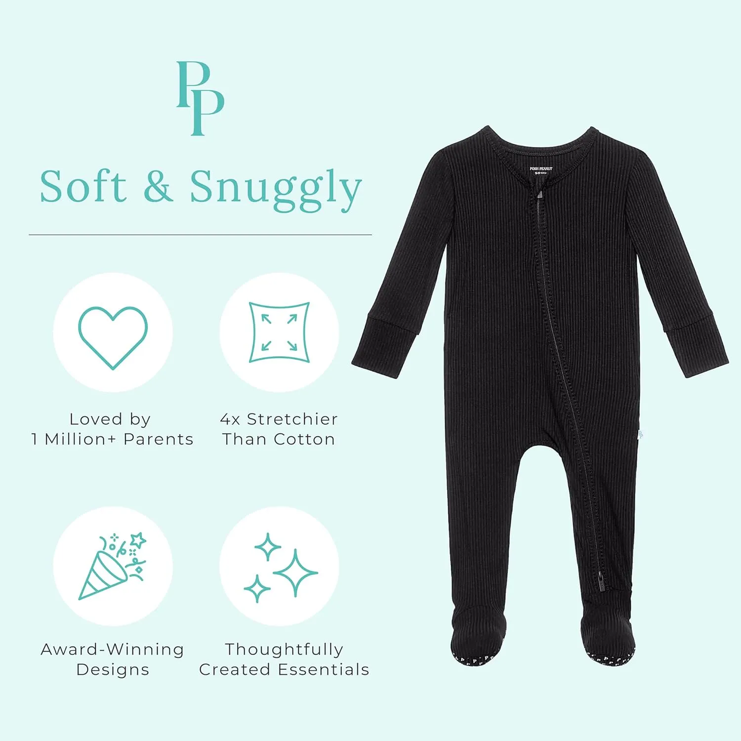 Posh Peanut Baby Boy Footie Pajamas - Soft Viscose Made from Bamboo 2 Way Zipper Sleepers & Onesies