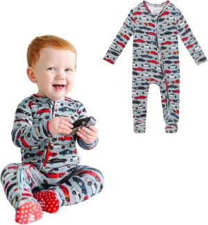Posh Peanut Baby Boy Footie Pajamas - Soft Viscose Made from Bamboo 2 Way Zipper Sleepers & Onesies