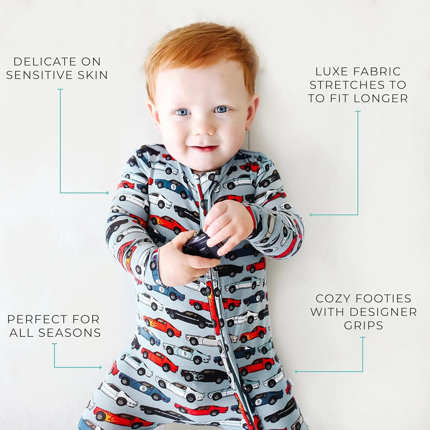 Posh Peanut Baby Boy Footie Pajamas - Soft Viscose Made from Bamboo 2 Way Zipper Sleepers & Onesies