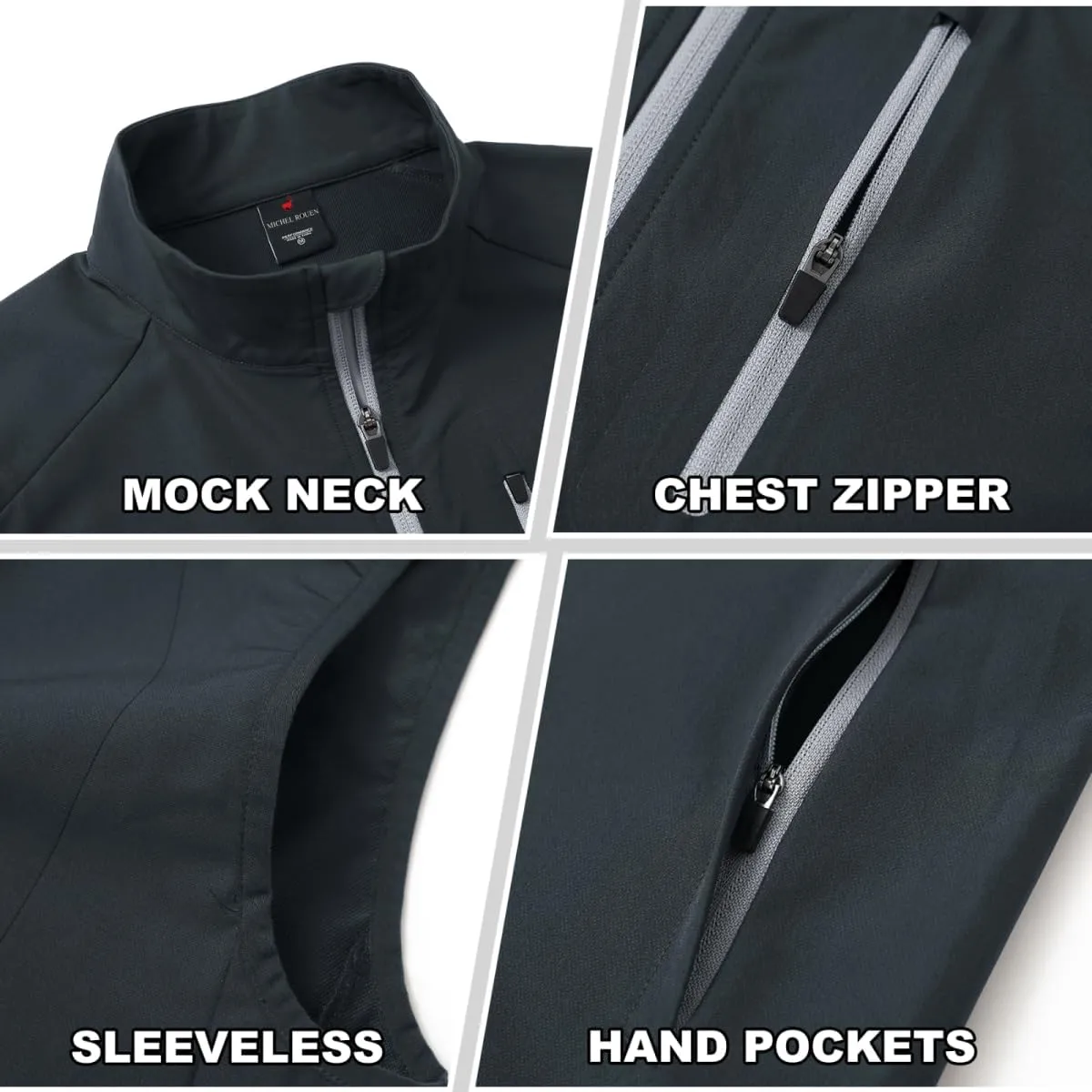 Rouen Mens Vests Outerwear Performance Lightweight Sleeveless Jacket Windproof Softshell Vests Sports Golf Vest for Men