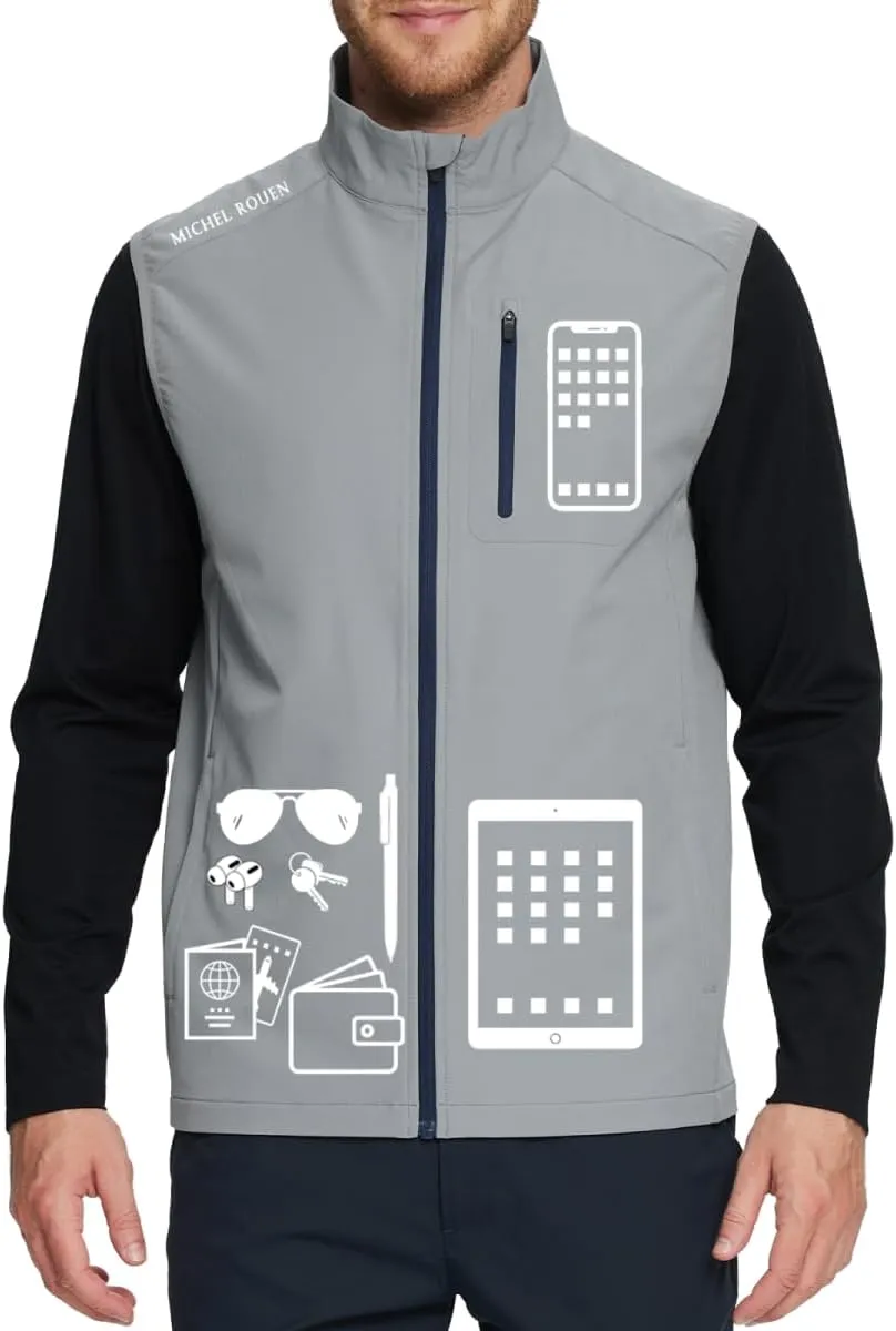 Rouen Mens Vests Outerwear Performance Lightweight Sleeveless Jacket Windproof Softshell Vests Sports Golf Vest for Men