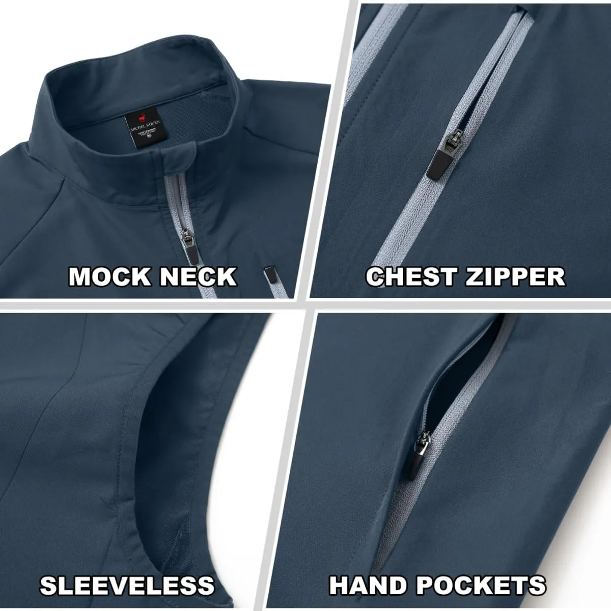 Rouen Mens Vests Outerwear Performance Lightweight Sleeveless Jacket Windproof Softshell Vests Sports Golf Vest for Men