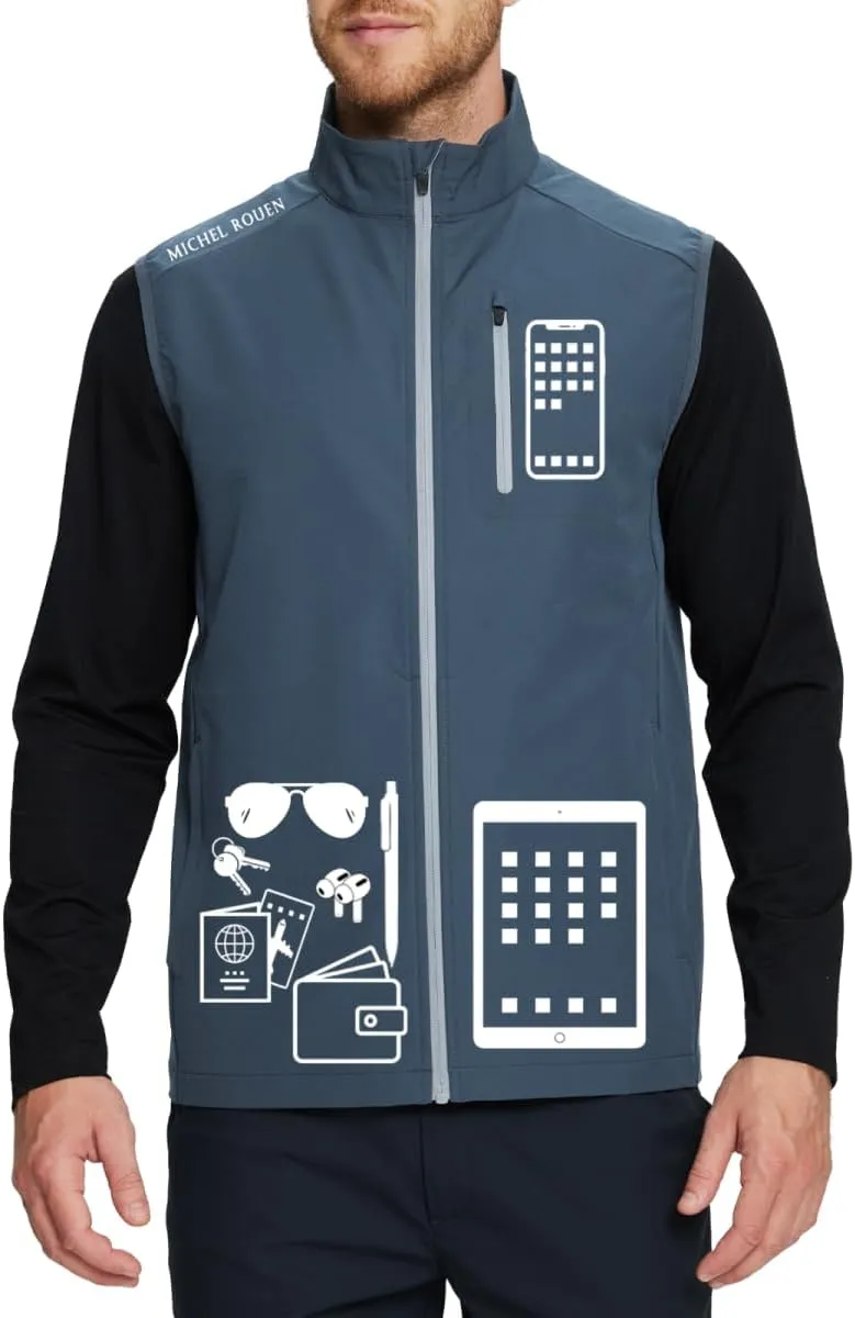 Rouen Mens Vests Outerwear Performance Lightweight Sleeveless Jacket Windproof Softshell Vests Sports Golf Vest for Men