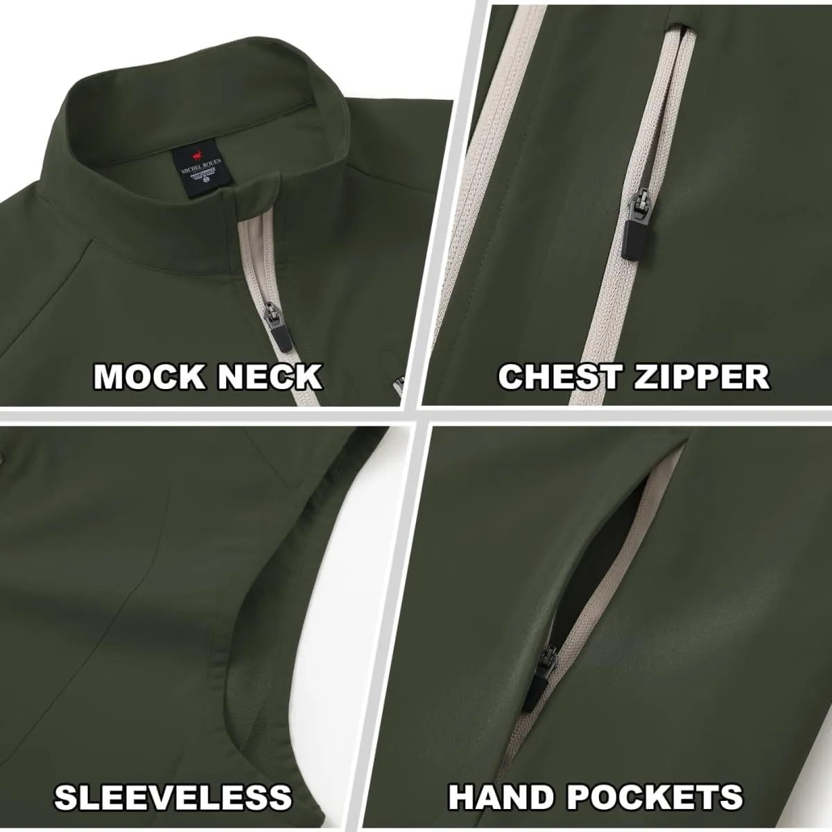Rouen Mens Vests Outerwear Performance Lightweight Sleeveless Jacket Windproof Softshell Vests Sports Golf Vest for Men