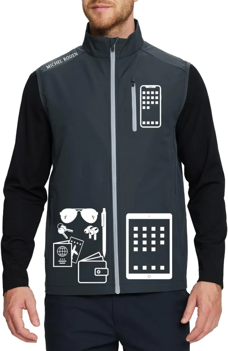 Rouen Mens Vests Outerwear Performance Lightweight Sleeveless Jacket Windproof Softshell Vests Sports Golf Vest for Men