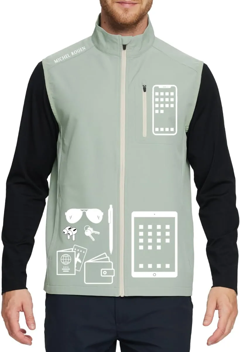 Rouen Mens Vests Outerwear Performance Lightweight Sleeveless Jacket Windproof Softshell Vests Sports Golf Vest for Men