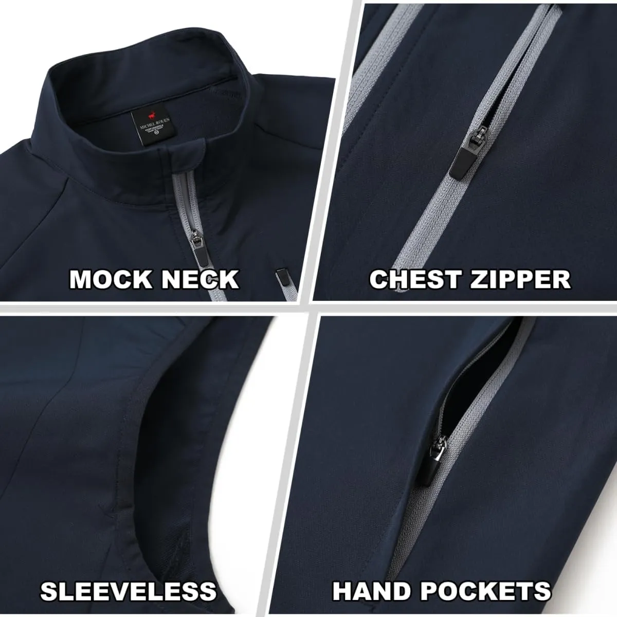 Rouen Mens Vests Outerwear Performance Lightweight Sleeveless Jacket Windproof Softshell Vests Sports Golf Vest for Men