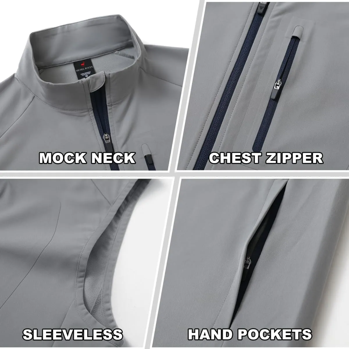 Rouen Mens Vests Outerwear Performance Lightweight Sleeveless Jacket Windproof Softshell Vests Sports Golf Vest for Men