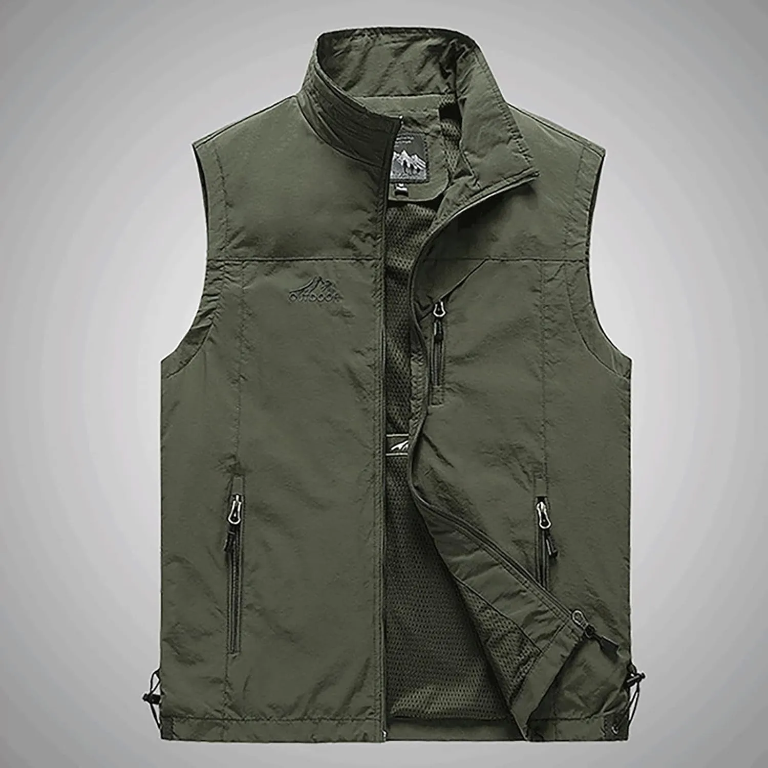 RTRDE Men's Outdoor Casual Full Zip Stand Collar Fishing Work Safari Travel Vest Sleeveless Jacket Hiking Coat, XL-4XL