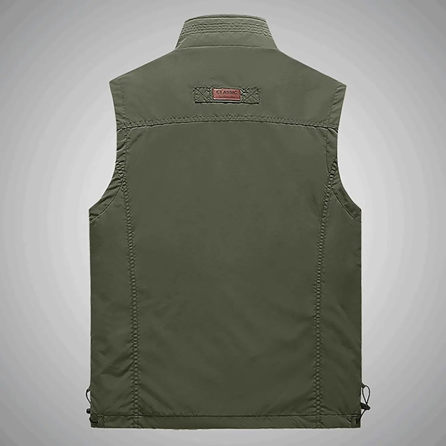 RTRDE Men's Outdoor Casual Full Zip Stand Collar Fishing Work Safari Travel Vest Sleeveless Jacket Hiking Coat, XL-4XL