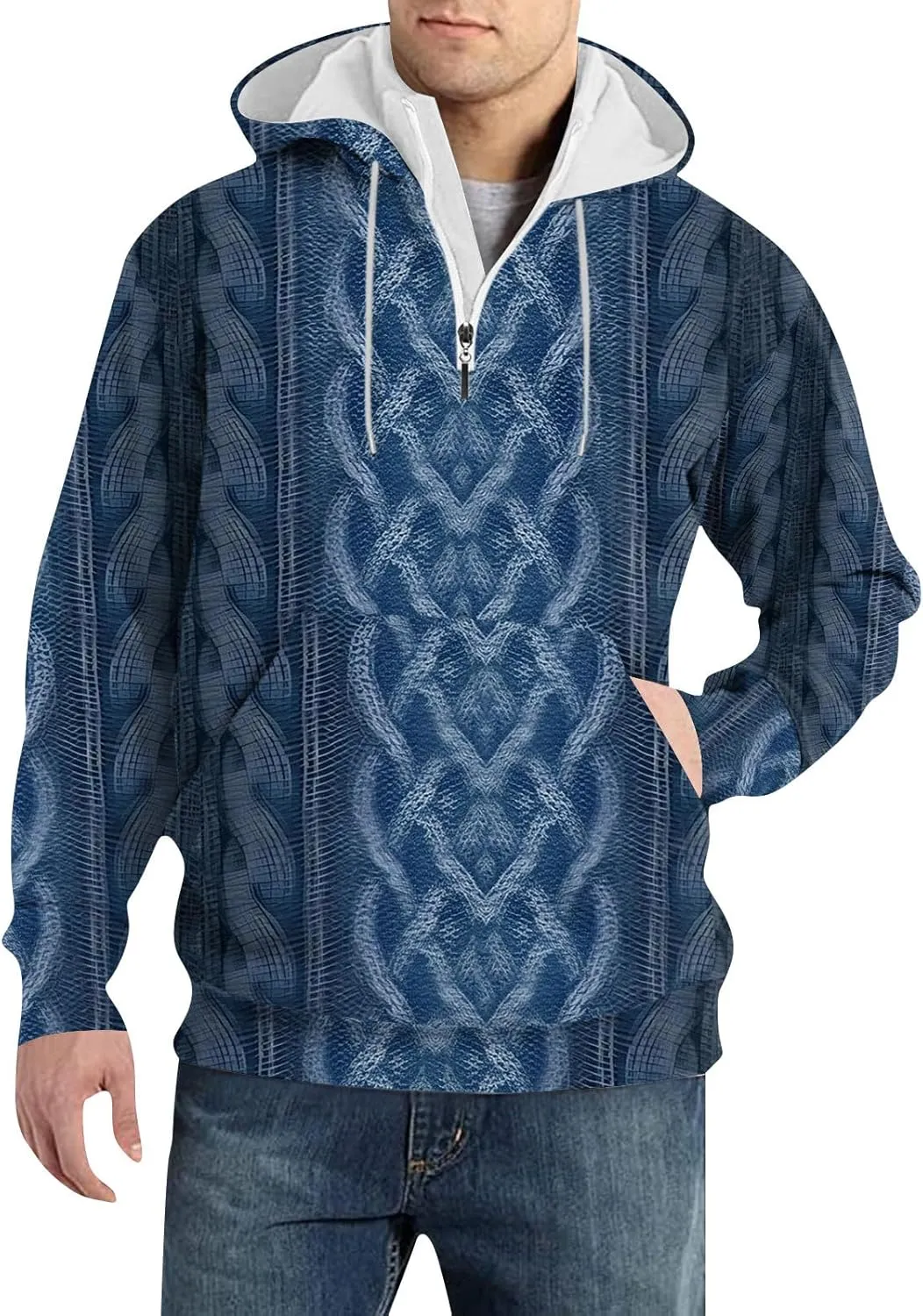 RTTUIOP Men'S Fashion Hoodies & Sweatshirts Knit Work Sweatshirt Quarter Zip Pullover Long Sleeve Sweater Hoodie With Pockets