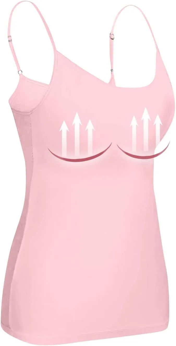 Running Camisole Tops for Women Built in Bra Trendy Spaghetti Strap Tank Top Push Up High Support Sport Comfort Bras