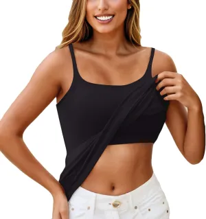 Running Camisole Tops for Women Built in Bra Trendy Spaghetti Strap Tank Top Push Up High Support Sport Comfort Bras