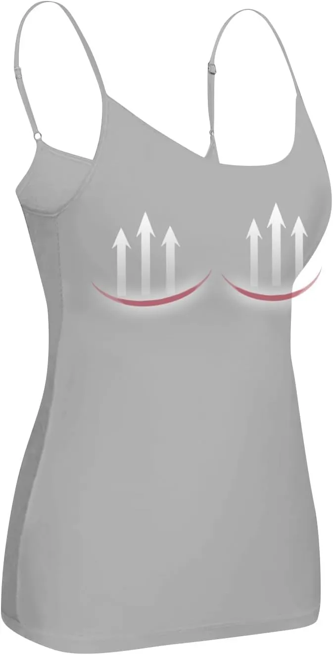 Running Camisole Tops for Women Built in Bra Trendy Spaghetti Strap Tank Top Push Up High Support Sport Comfort Bras
