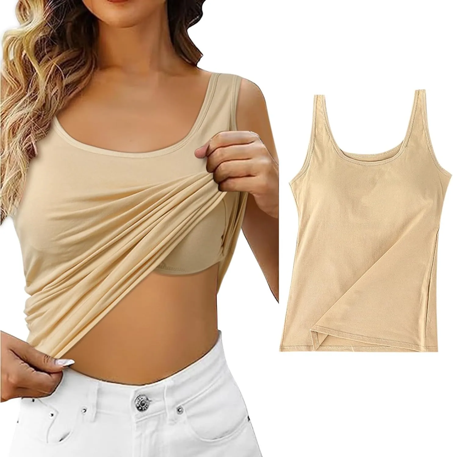 Running with Built in Bras Tank Tops for Women Trendy Athletic Wirefree Sleeveless Spring Blouses Solid Gym Camisole