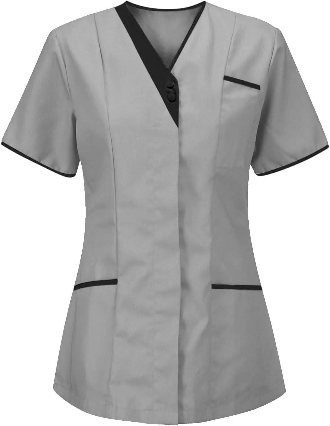 Scrub Tops Women Short Sleeve V Neck Nurse Work Uniform Shirts Comfy Medical Workwear Tunics with Pockets