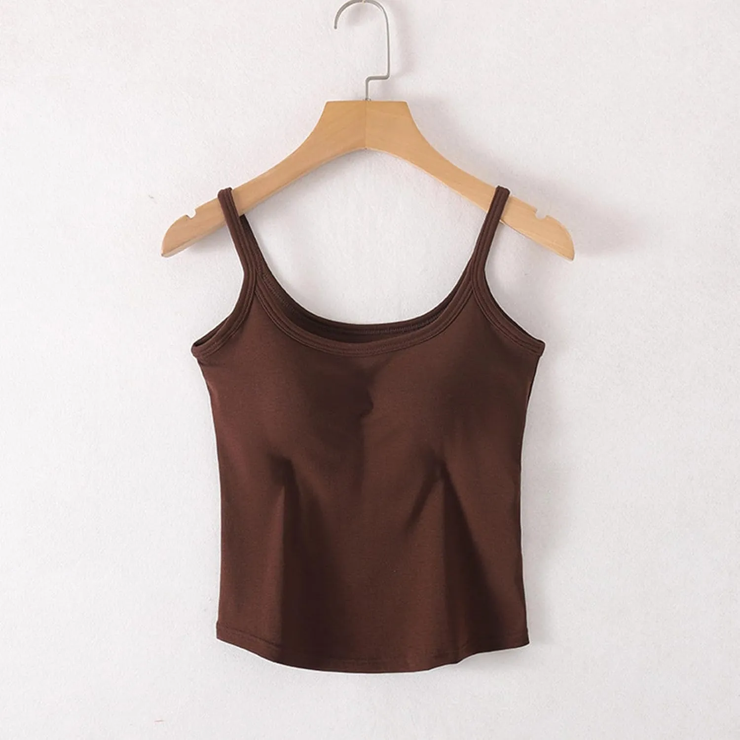 Seamless Sports Bra Cropped Tank Top for Women Spaghetti Straps Workout Tops Ribbed Cami Shirts Undershirt