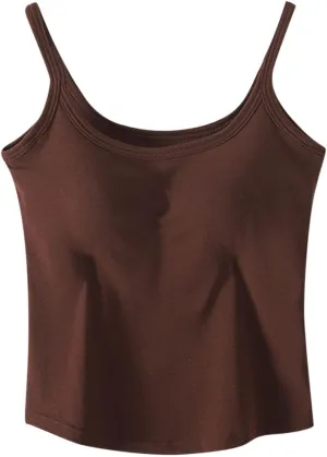 Seamless Sports Bra Cropped Tank Top for Women Spaghetti Straps Workout Tops Ribbed Cami Shirts Undershirt