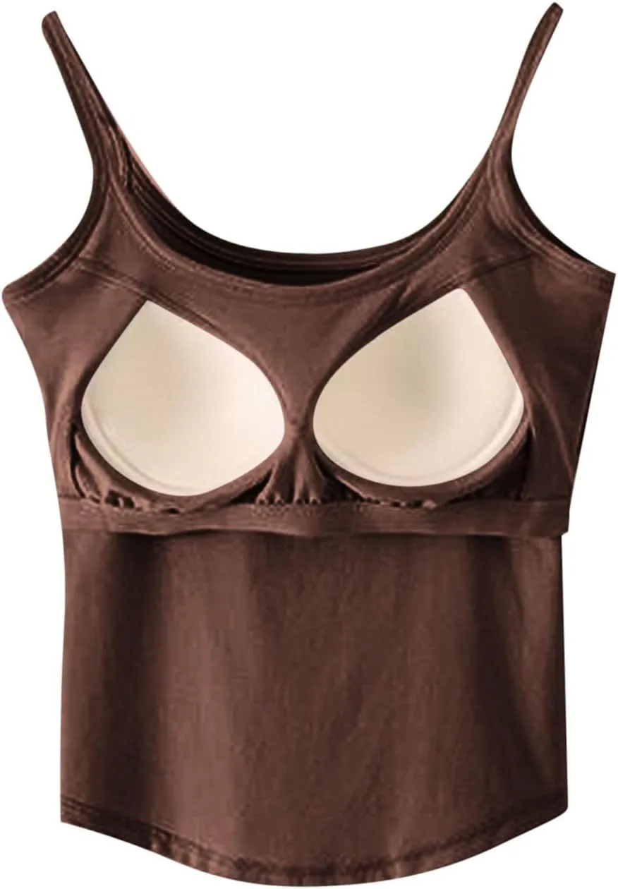 Seamless Sports Bra Cropped Tank Top for Women Spaghetti Straps Workout Tops Ribbed Cami Shirts Undershirt