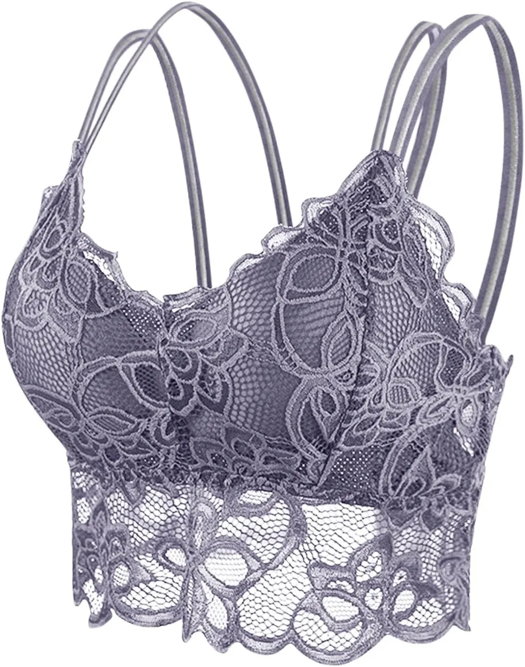 Sexy Floral Lace Bralettes Women Cross Back Wireless Bra Summer V Neck Casual Sport Crop Tops Yoga Workout Lingerie