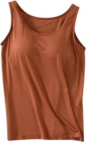 Shelf Bra Camisole Tops for Women Spaghetti Strap Tank Top Basic Padded Cotton Cami Shirts