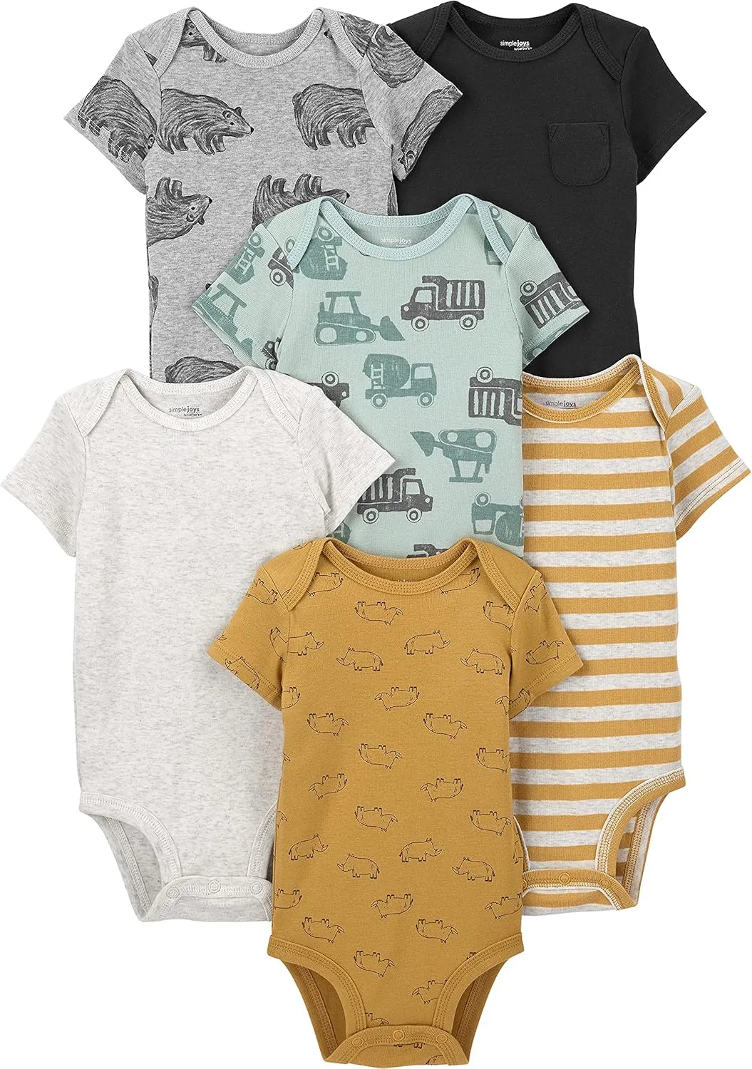 Simple Joys by Carter's Baby Boys' 6-Pack Short-Sleeve Bodysuit