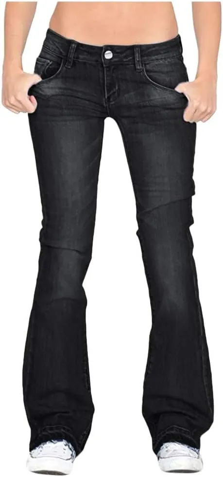 Skinny Jeans for Women Stretch Mid Bell Slim Length Jeans Jeans Flare Women's Jeans Black Pants for Women Classic