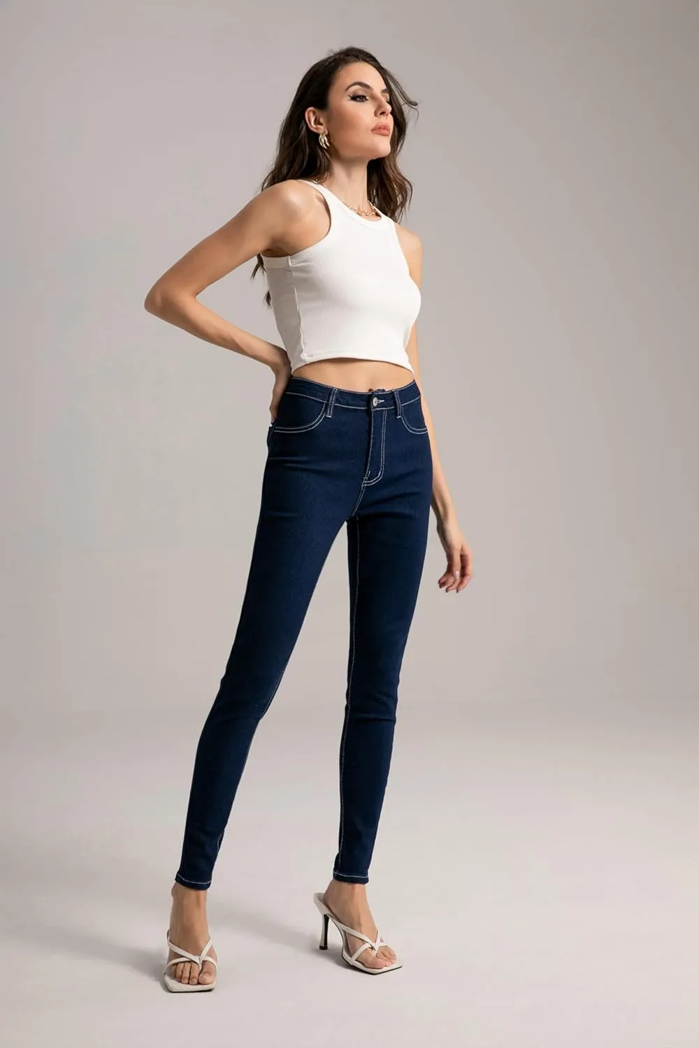 Skinny Stretchy Jeans for Women Butt Lifting mom Jeans High Waisted Stretchy Control Jeans Trendy Womens Jeans