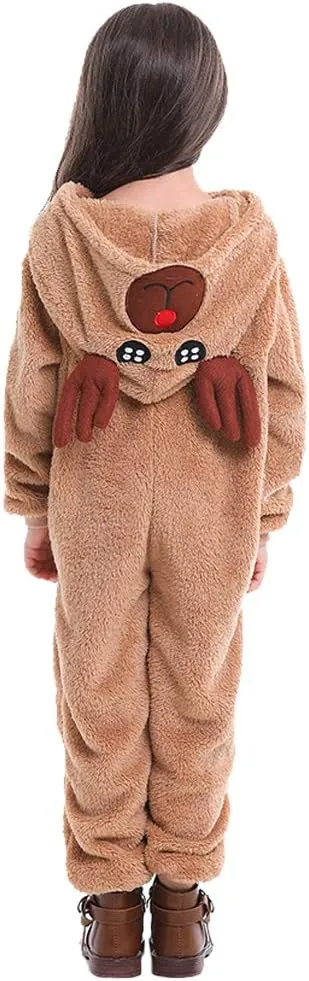 Soyoekbt Kids Reindeer Costume for Christmas Boy Girl Animal Onesies Pajamas for Xmas