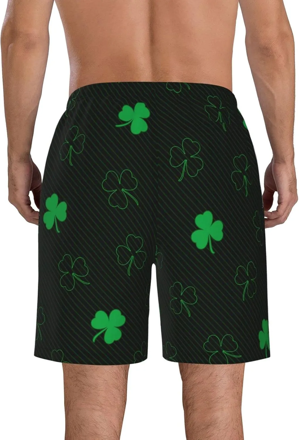 St Patricks Day Shamrocks Men's Workout Running Shorts Lightweight Athletic Gym Shorts with Liner
