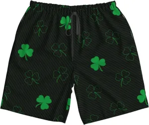 St Patricks Day Shamrocks Men's Workout Running Shorts Lightweight Athletic Gym Shorts with Liner